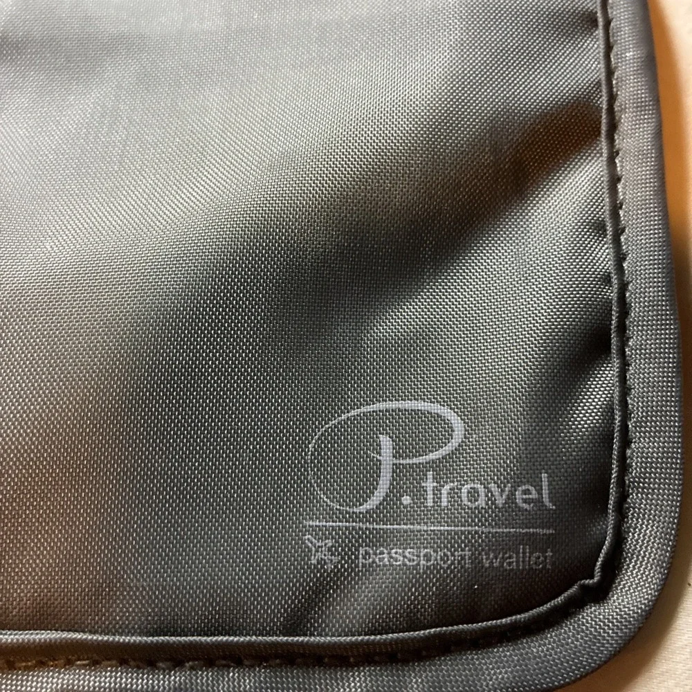 P. Travel-Ultra Slim Design Passport Wallet Holder Organizer w/RFID Gray W/Strap